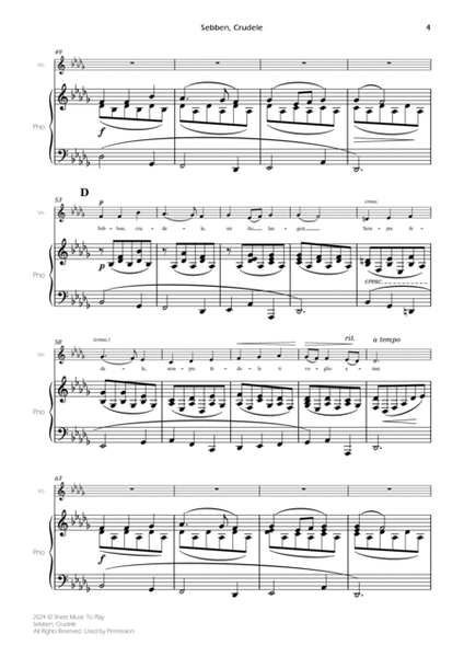 Sebben, Crudele - Voice and Piano - Bb minor (Full Score and Parts) image number null