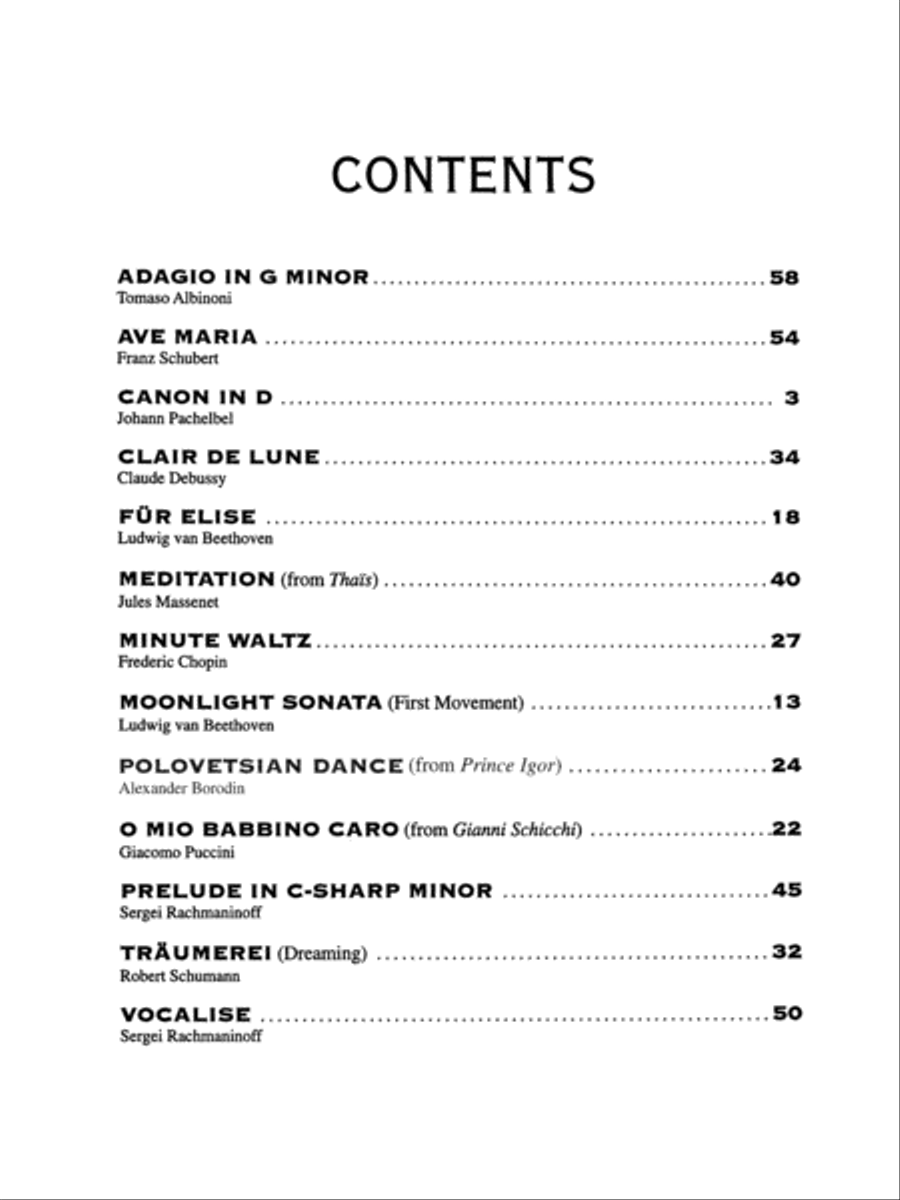 Canon in D Plus 12 Masterpieces Piano Solo scores gallery preview page 5