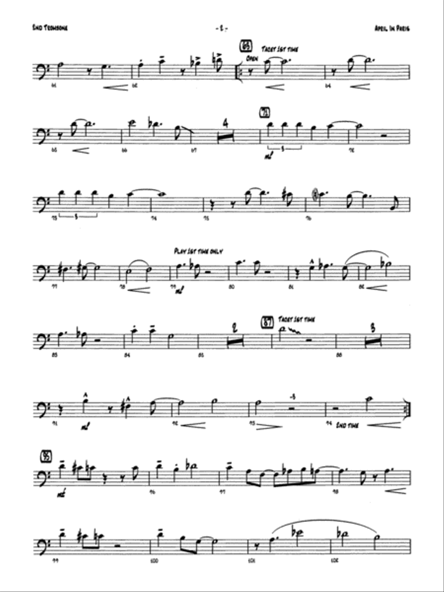 April in Paris: 2nd Trombone Jazz Ensemble scores gallery preview page 2