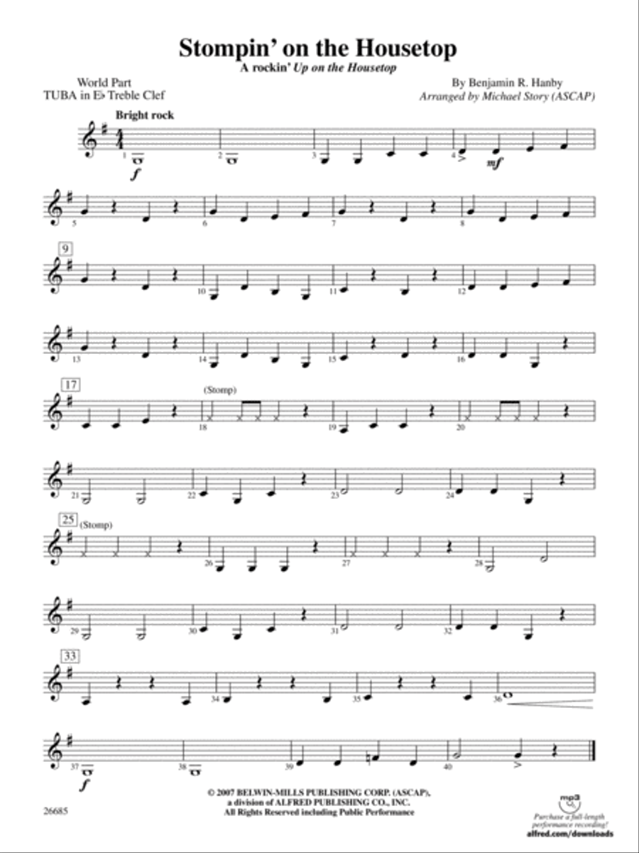 Stompin' on the Housetop: (World Part) E-flat Tuba T.C. Concert Band scores gallery preview page 1