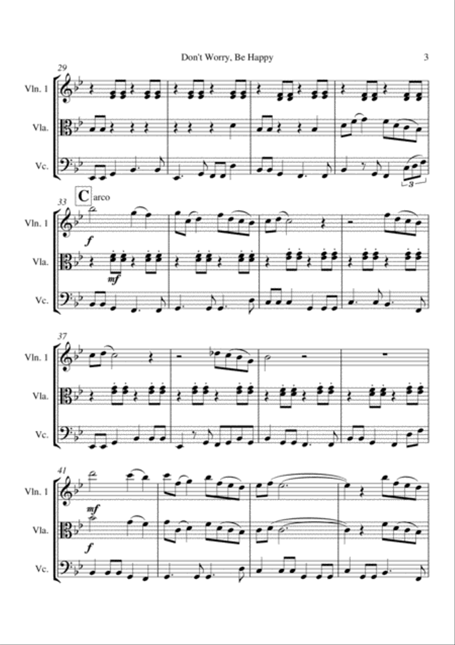 Don't Worry, Be Happy Don't Worry, Be Happy String Trio scores gallery preview page 4