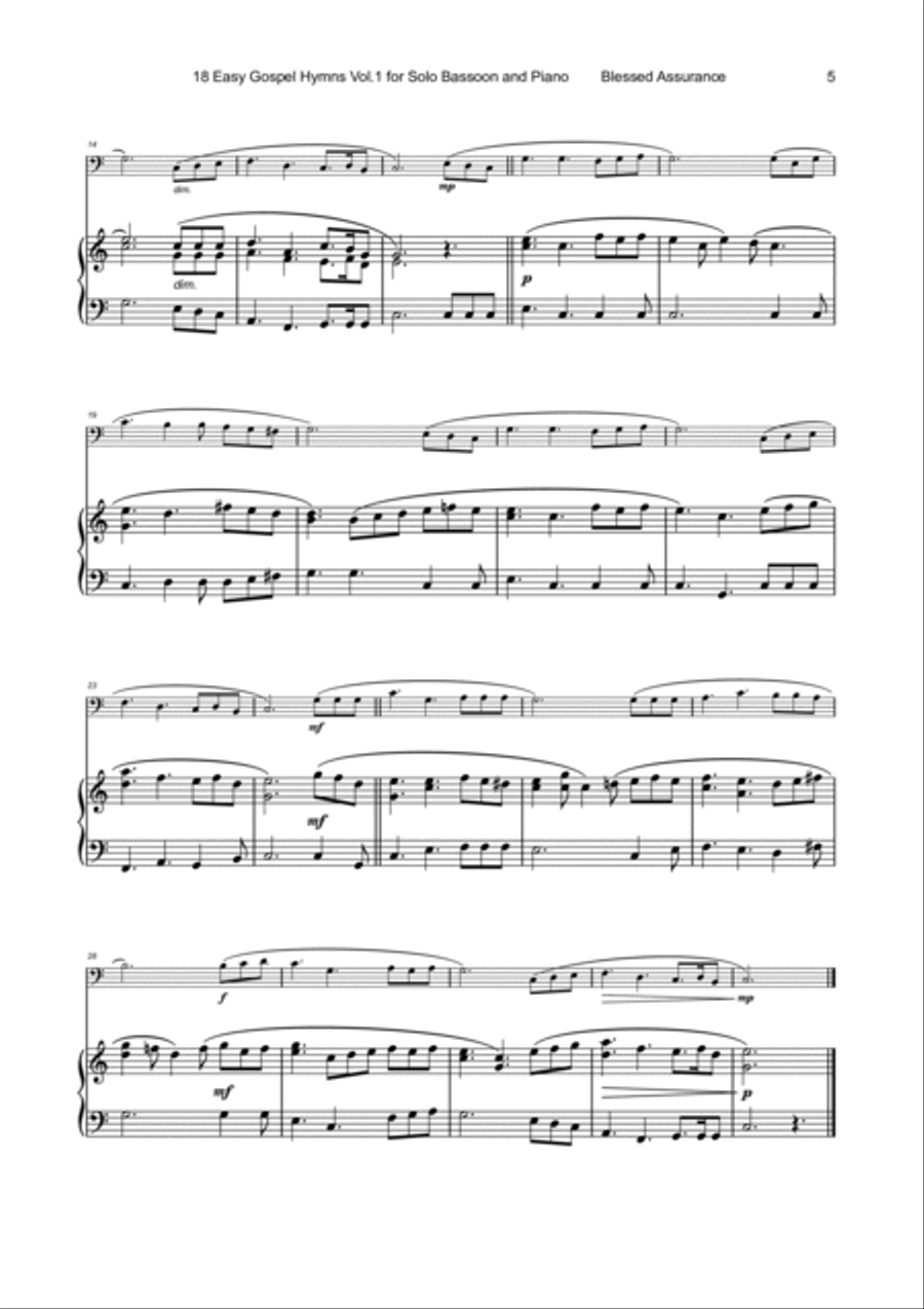 18 Gospel Hymns Vol.1 for Solo Bassoon and Piano Bassoon Solo scores gallery preview page 6