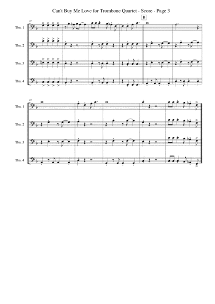Can't Buy Me Love Brass Ensemble scores gallery preview page 3