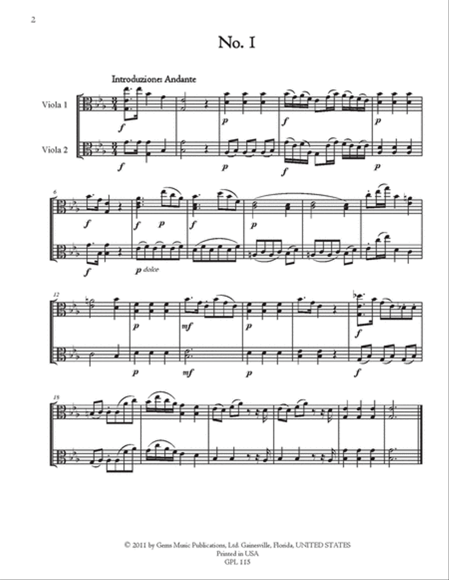 44 18th Century Italian Viola Duets Vol. 1 (#1-22) String Duet scores gallery preview page 2