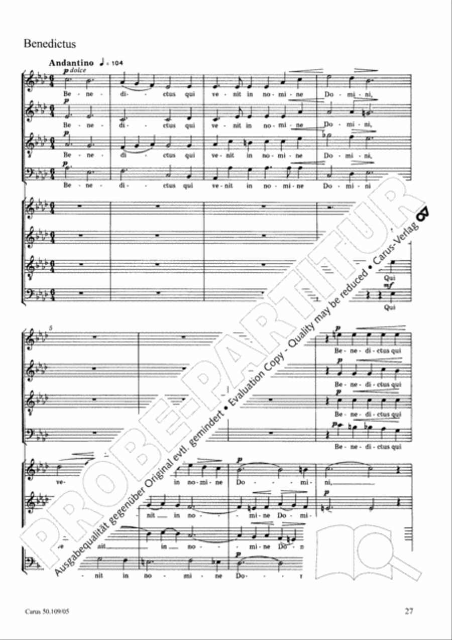 Mass in E flat major (Messe in Es) 4-Part scores gallery preview page 28