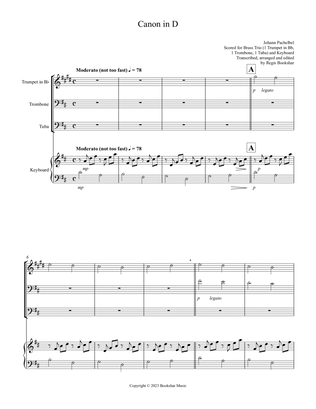 Canon in D (Pachelbel) (D) (Brass Trio - 1 Trp, 1 Trb, 1 Tuba), Keyboard)