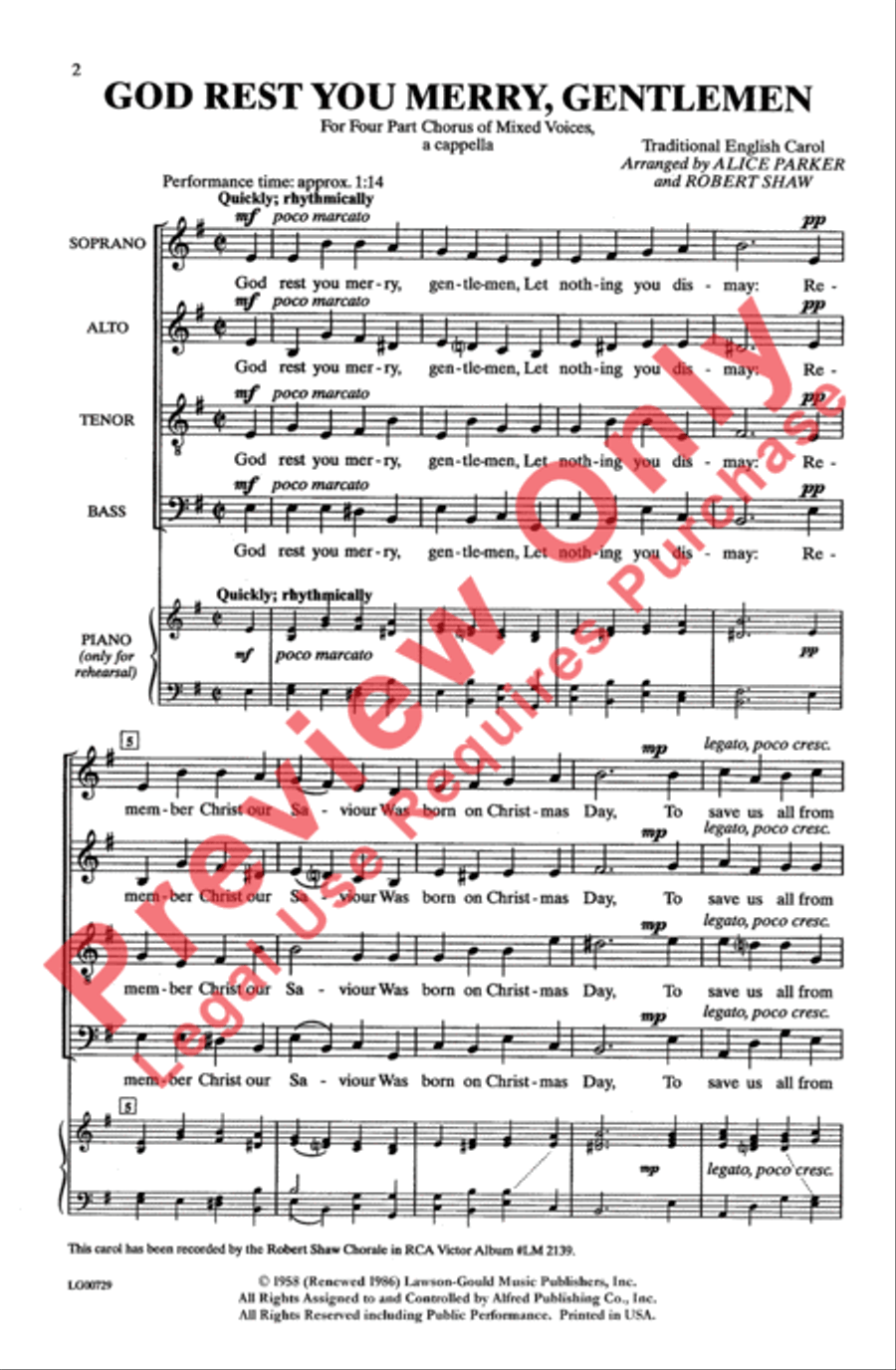 God Rest You Merry, Gentlemen 4-Part scores gallery preview page 2