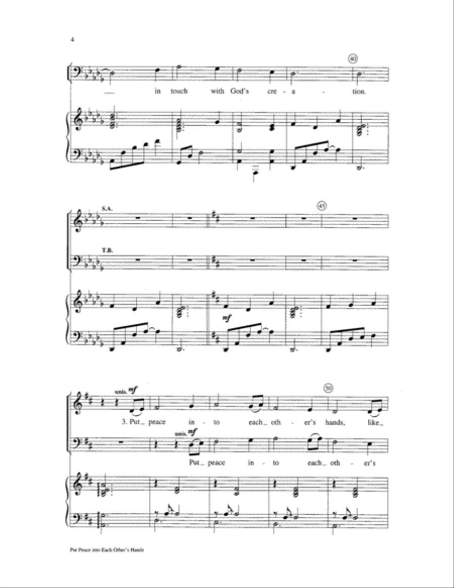 Put Peace Into Each Other's Hands 4-Part scores gallery preview page 4