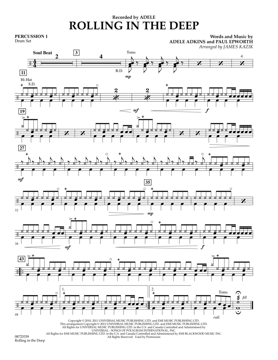 Rolling In The Deep - Percussion 1 Concert Band scores gallery preview page 1