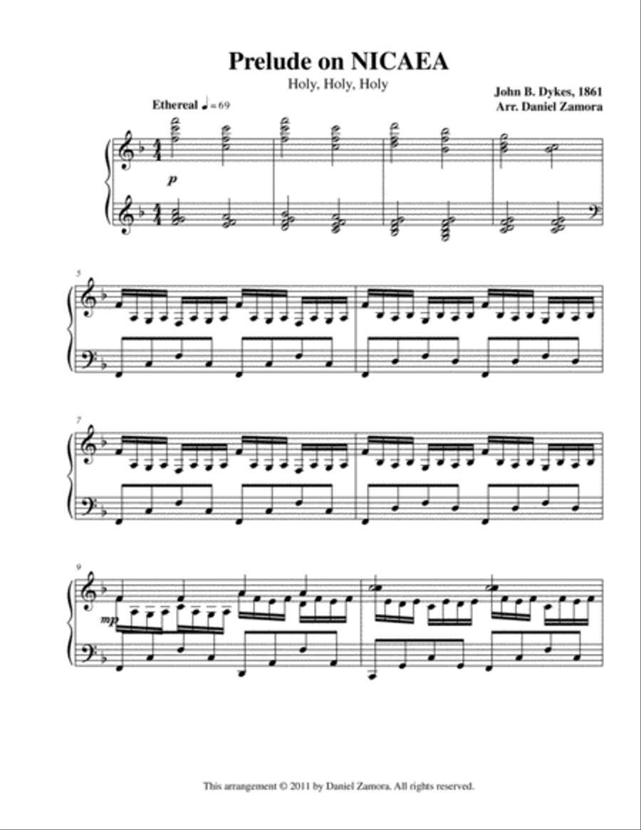 Prelude on NICAEA Piano Solo scores gallery preview page 1
