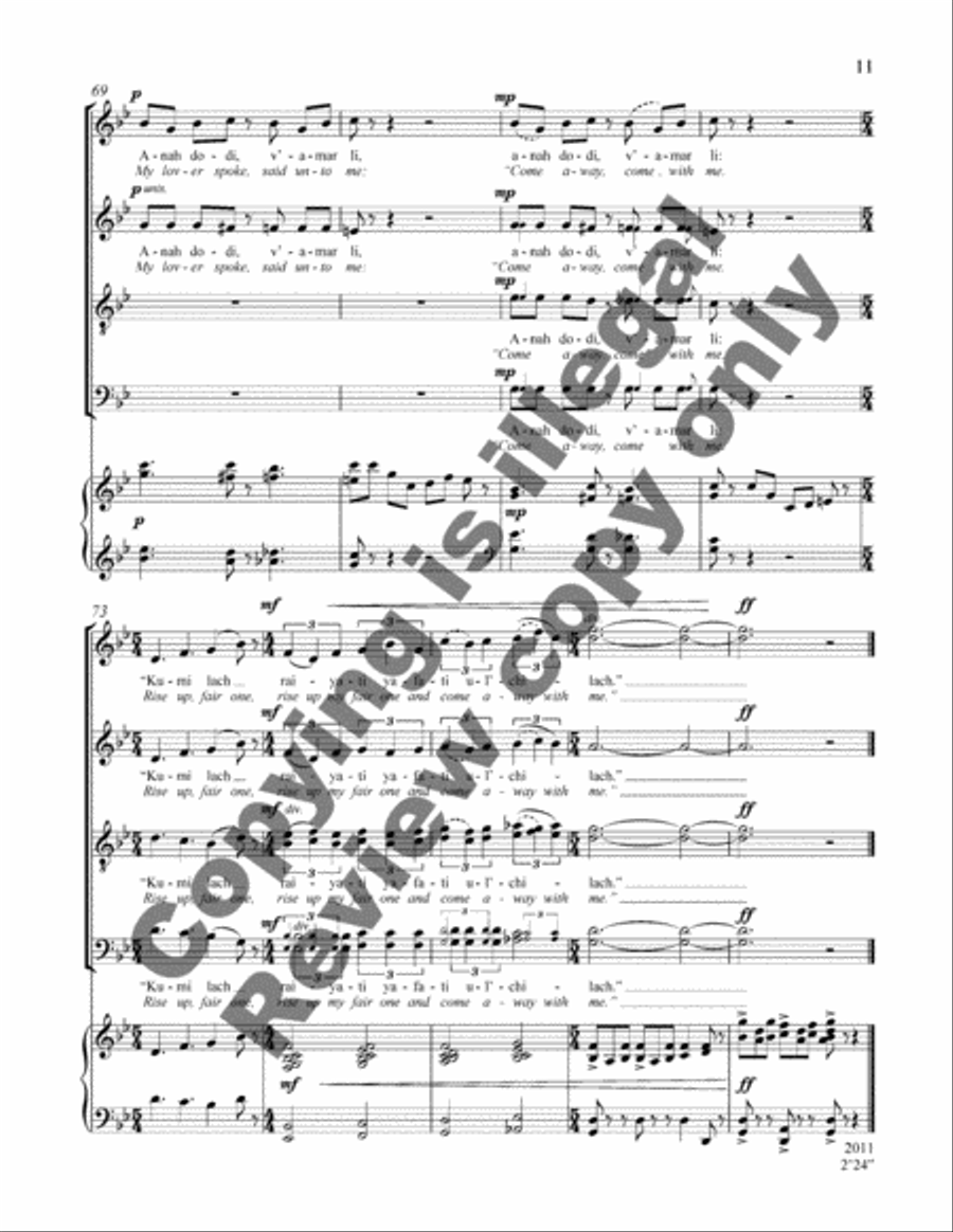 Songs of My Beloved: 3. Anah Dodi, V'amar Li (My Beloved Spoke to Me) 4-Part scores gallery preview page 19