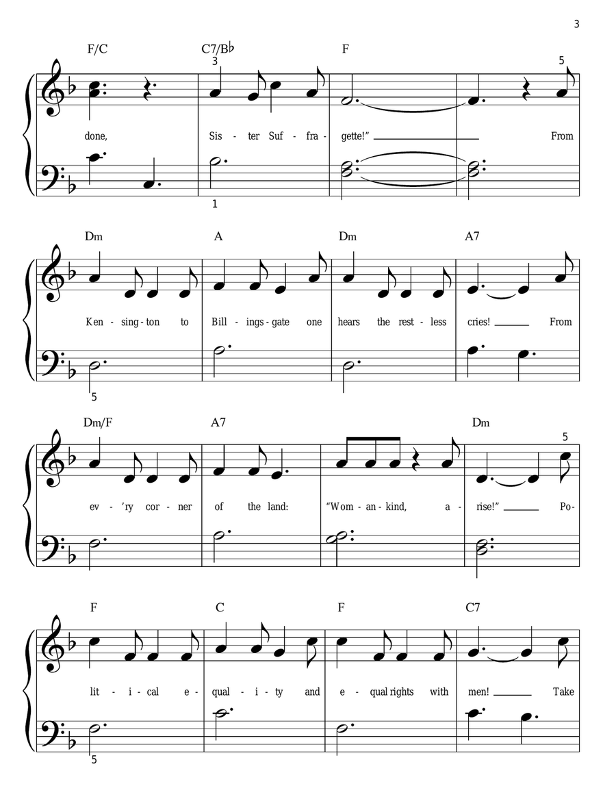 Sister Suffragette Easy Piano scores gallery preview page 3
