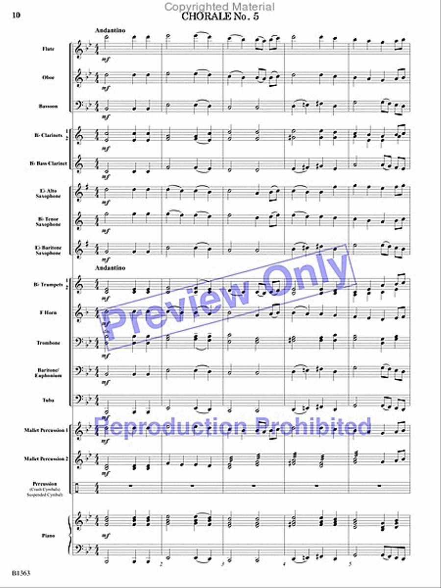 Five Progressive Chorales for Developing Bands Concert Band scores gallery preview page 15