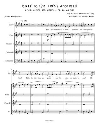 Christmas Hymn - Hail to the Lord's Anointed EASY Chimes, Flute, Cello arrangement