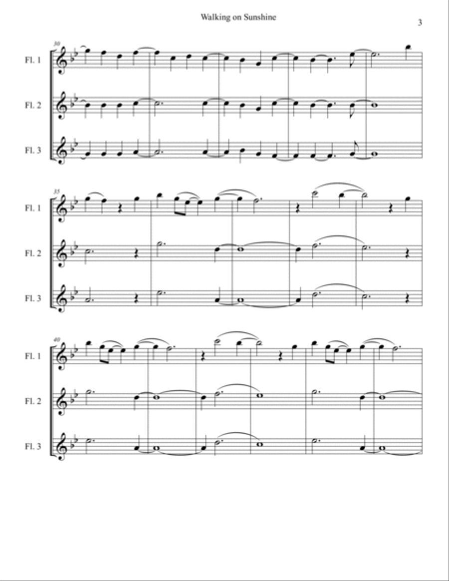 Walking On Sunshine - Score Only Woodwind Trio scores gallery preview page 3