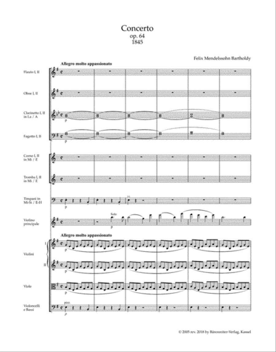 Concerto for Violin and Orchestra in E minor, op. 64 Orchestra scores gallery preview page 2
