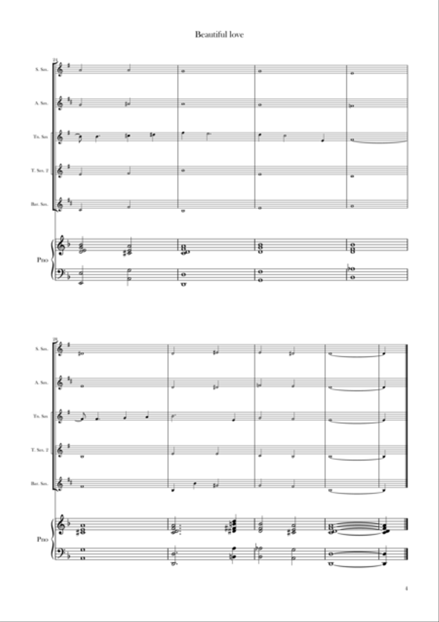 Beautiful Love Beautiful Love Saxophone Quintet scores gallery preview page 4
