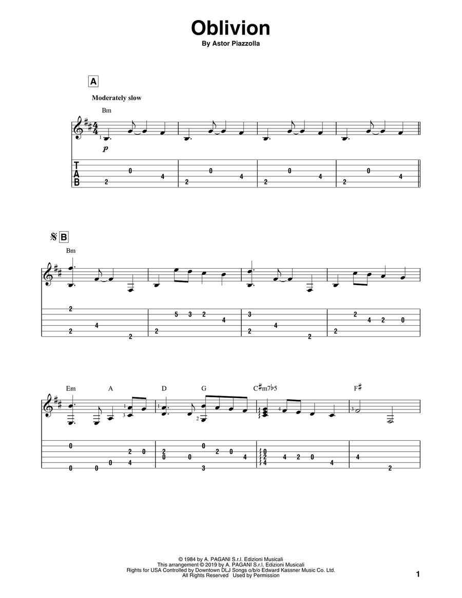 Oblivion Acoustic Guitar scores gallery preview page 1