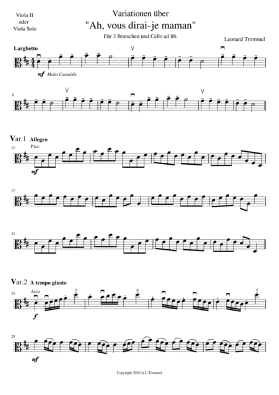 VIOLA SOLO VERSION: Variations on 