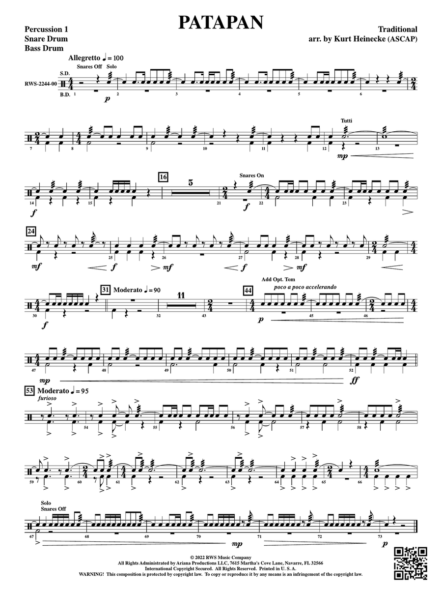 Patapan: 1st Percussion