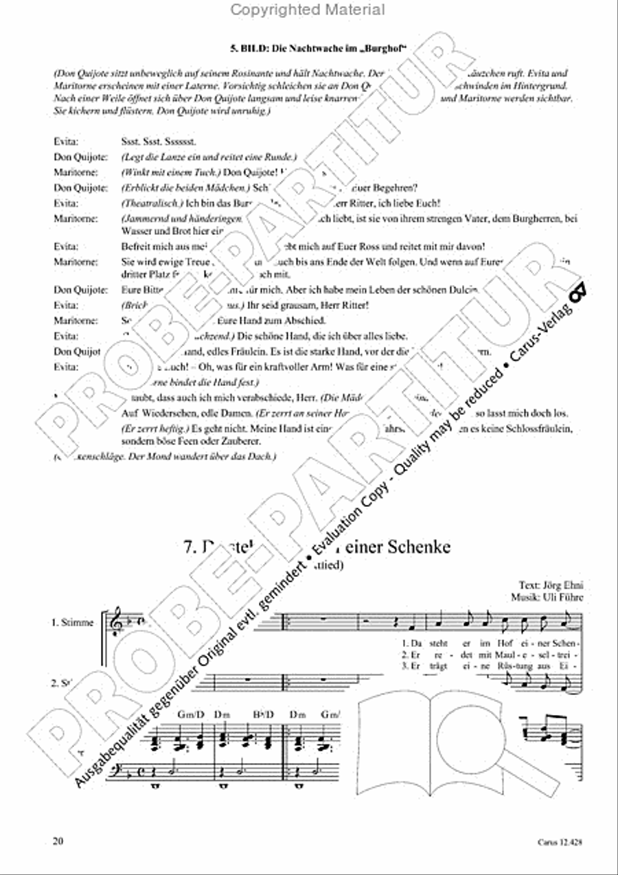 Die seltsamen Abenteuer von Don Quijote und Sancho Pansa Unison Choir scores gallery preview page 22