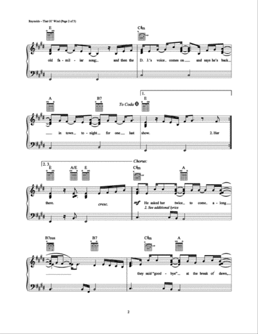 That Ol' Wind Piano, Vocal, Guitar scores gallery preview page 2