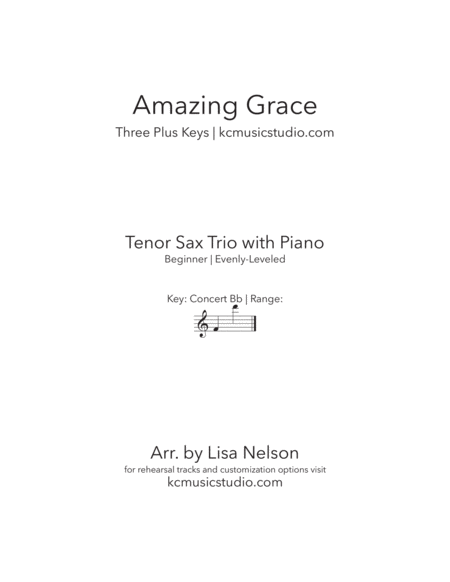 Amazing Grace - Tenor Sax Trio with Piano Accompaniment image number null