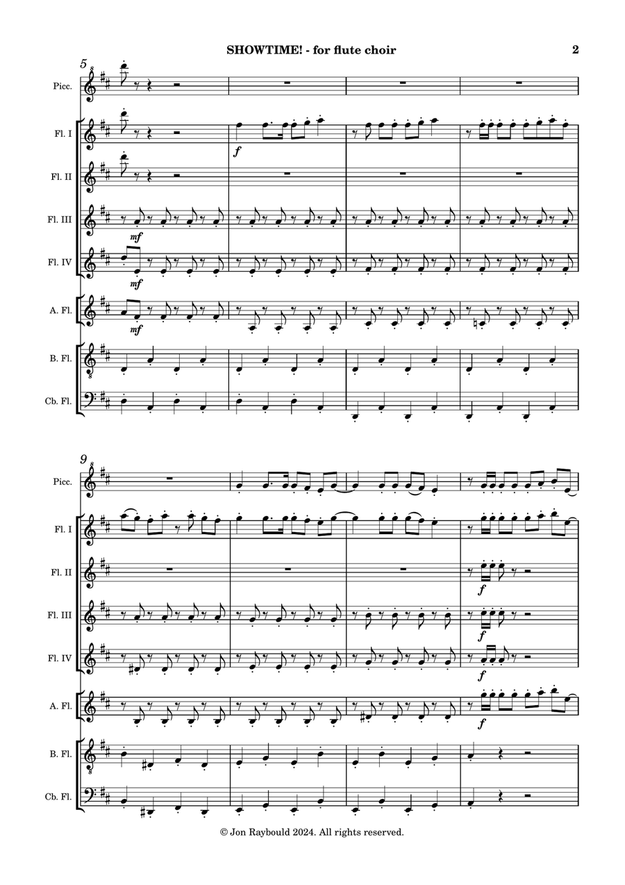 Showtime! (flute choir) Showtime! (flute choir) Flute Choir scores gallery preview page 2