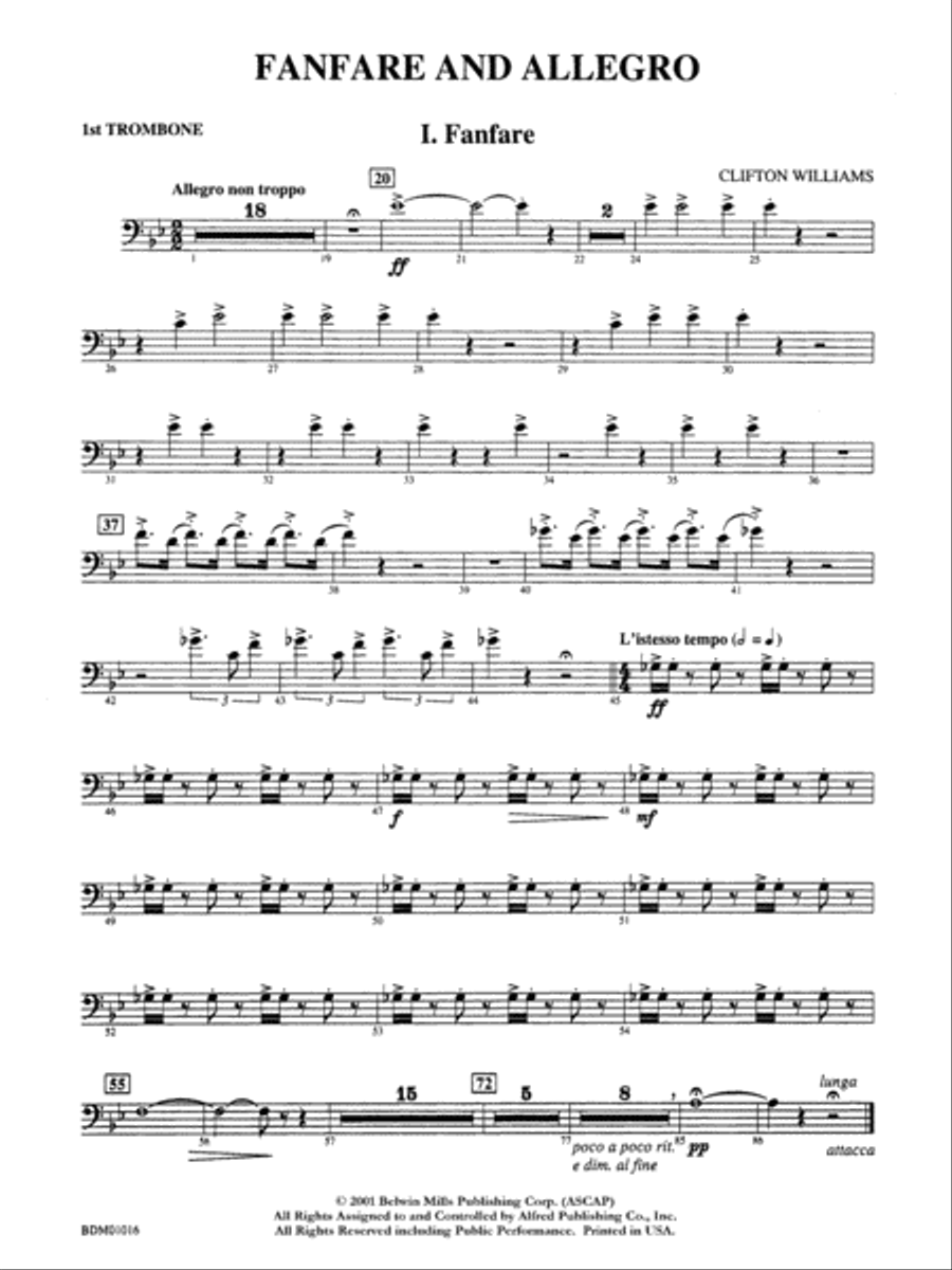 Fanfare and Allegro: 1st Trombone Concert Band scores gallery preview page 1