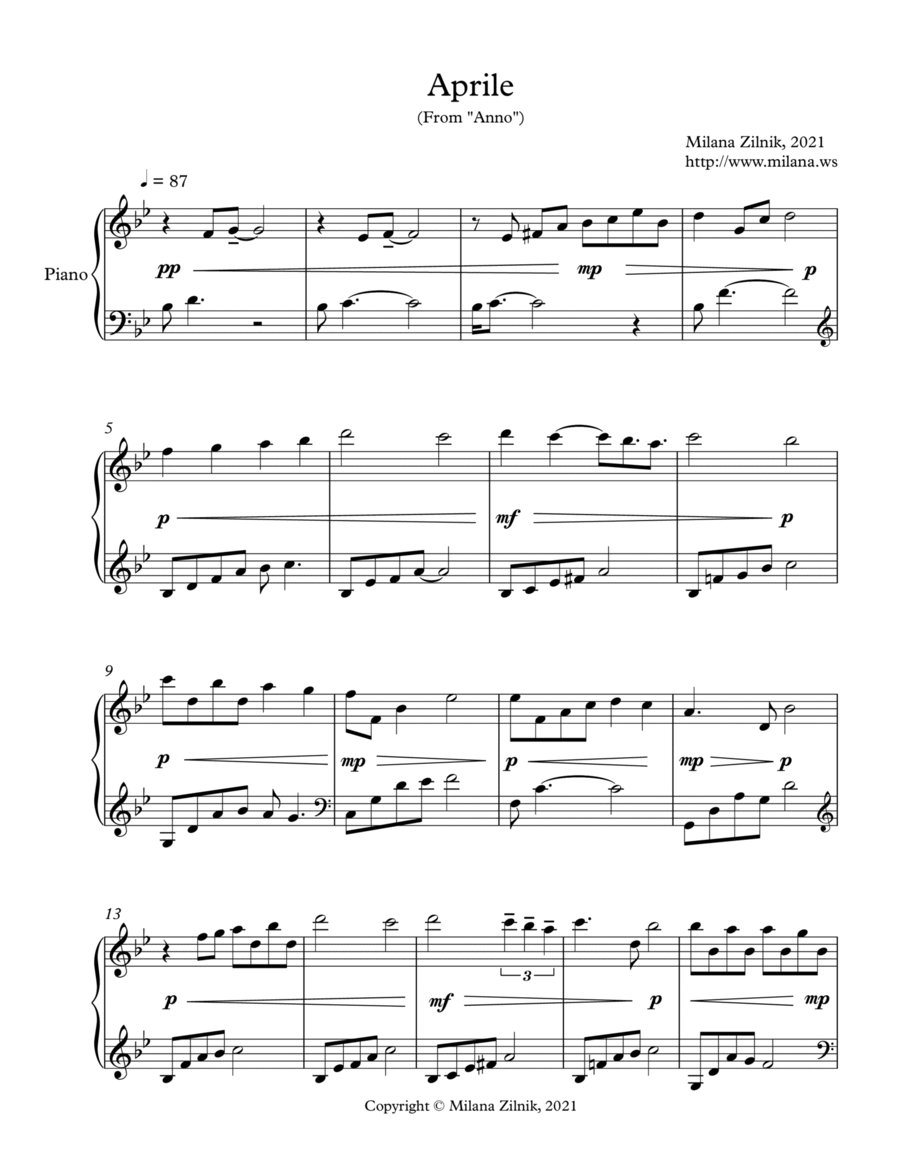 Aprile Piano Solo scores gallery preview page 1