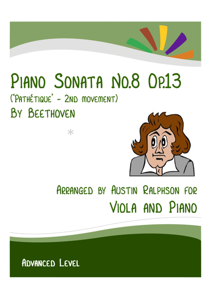Sonata No.8 "Pathetique", 2nd movement (Beethoven) - viola and piano with FREE BACKING TRACK image number null