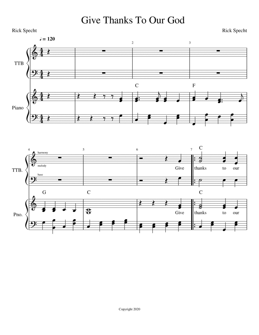 Give Thanks To Our God Piano, Vocal, Guitar scores gallery preview page 1