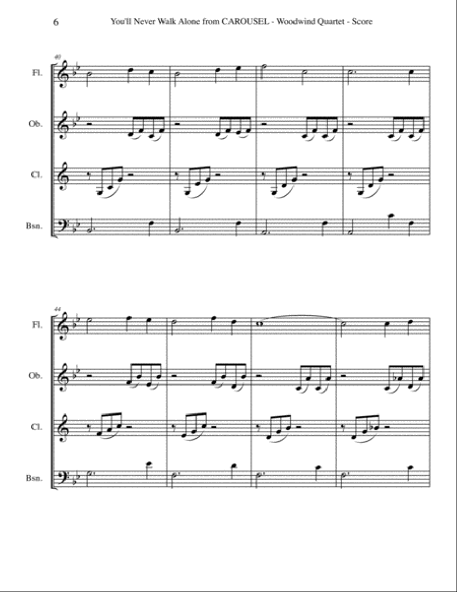 You'll Never Walk Alone You'll Never Walk Alone Woodwind Quartet scores gallery preview page 6