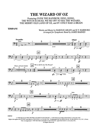 Book cover for The Wizard of Oz (Medley): Timpani