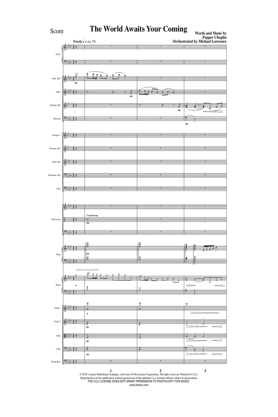 The World Awaits Your Coming - Orchestral Score and Parts (Digital Download) Full Orchestra scores gallery preview page 3