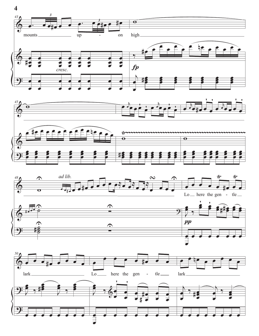 BISHOP: Lo, here the gentle lark (transposed to C major) Voice scores gallery preview page 5