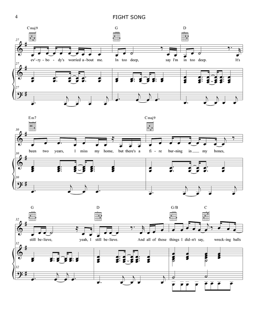 Fight Song Fight Song Piano, Vocal scores gallery preview page 4