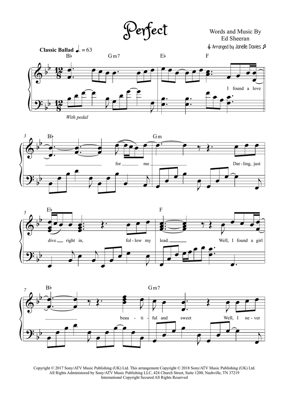 Perfect Piano, Vocal scores gallery preview page 1