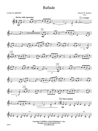 Ballade: 1st B-flat Clarinet