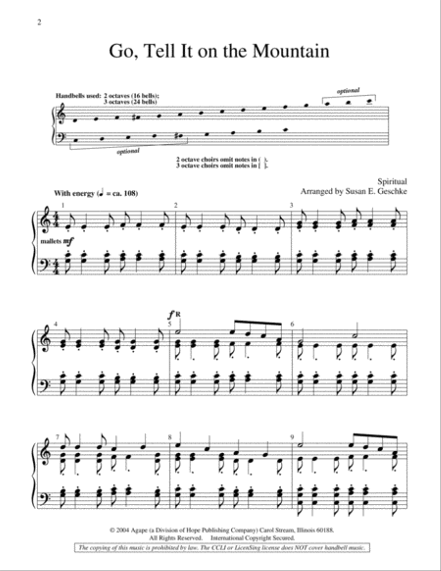 Go, Tell It on the Mountain 3-Octaves scores gallery preview page 2