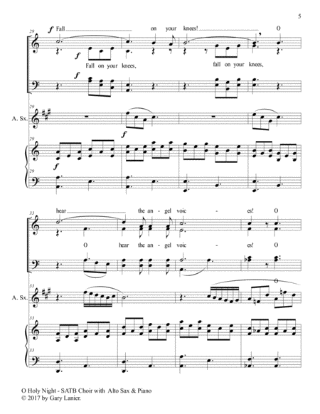 O HOLY NIGHT (SATB Choir with Alto Sax & Piano - Score & Parts included) image number null