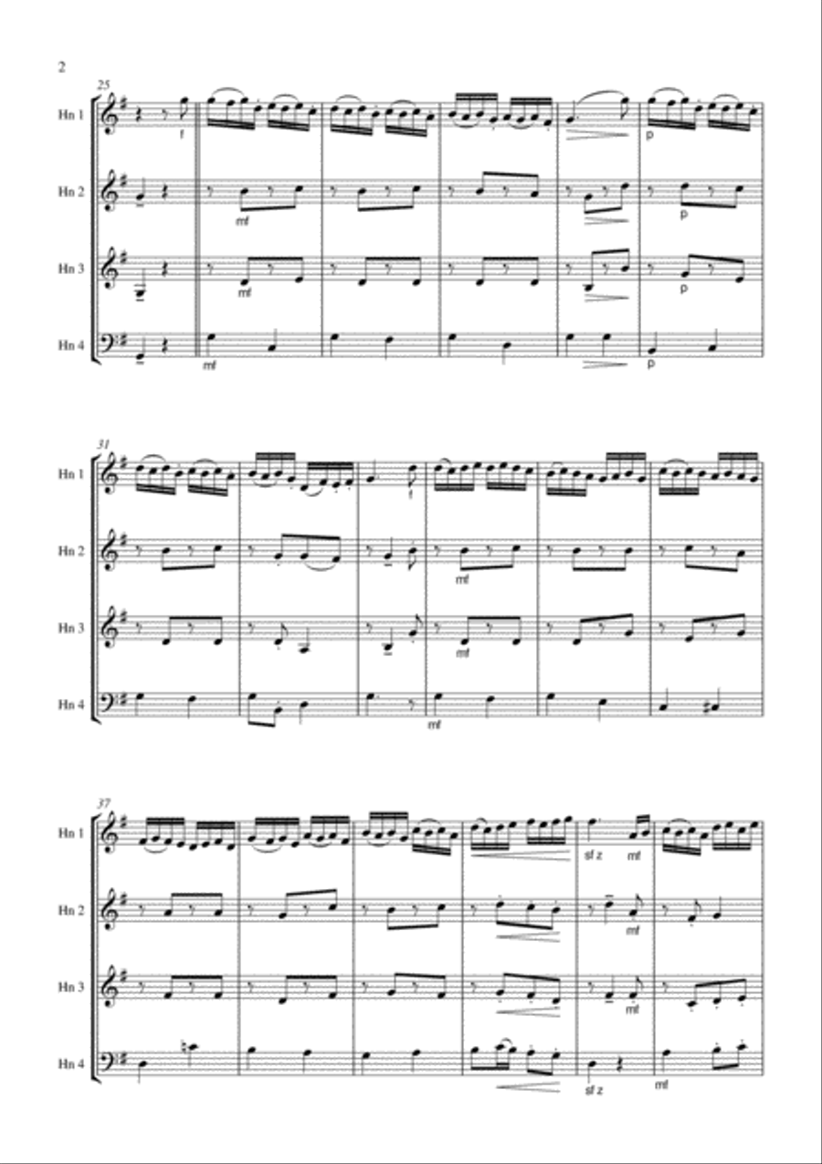 Le Basque for Horn Quartet (Dennis Brain's famous encore) French Horn Quartet scores gallery preview page 3