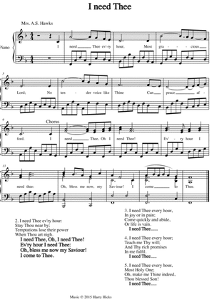 I need Thee. A new tune to a wonderful old hymn.
