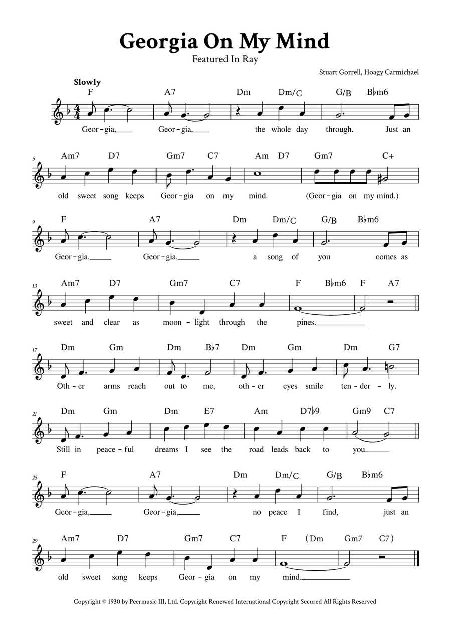 Georgia On My Mind Piano scores gallery preview page 1