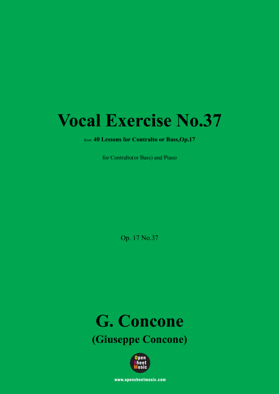 G. Concone-Vocal Exercise No.37,for Contralto(or Bass) and Piano Piano scores gallery preview page 1