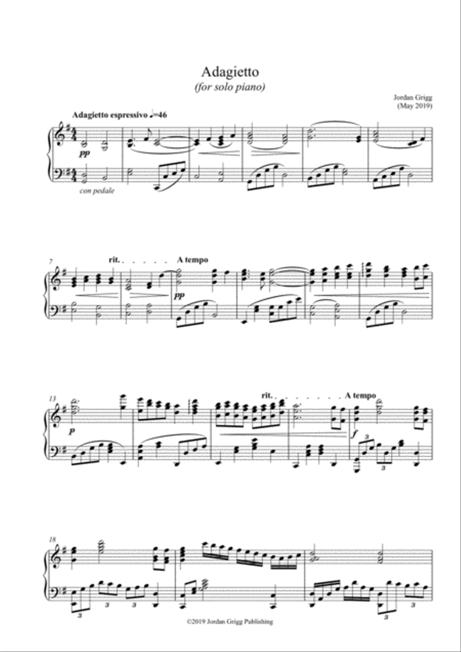 Adagietto (for solo piano) Piano Method scores gallery preview page 1