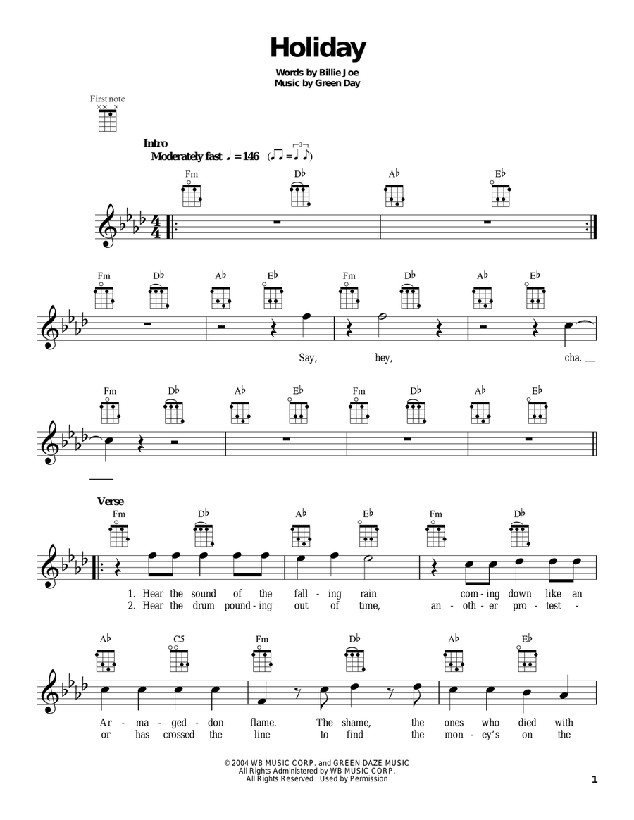 Holiday Ukulele scores gallery preview page 1
