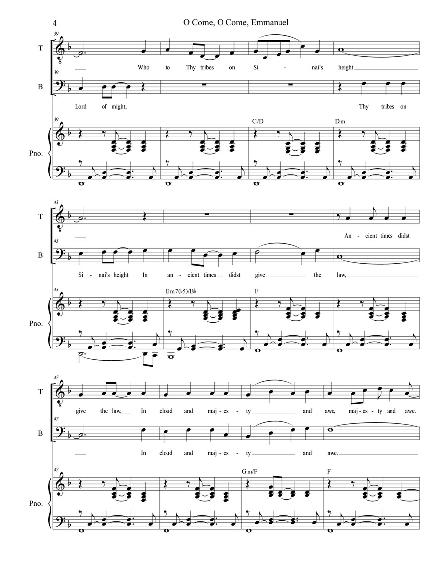 O Come, O Come, Emmanuel (Duet for Tenor and Bass Solo) Tenor Voice scores gallery preview page 4