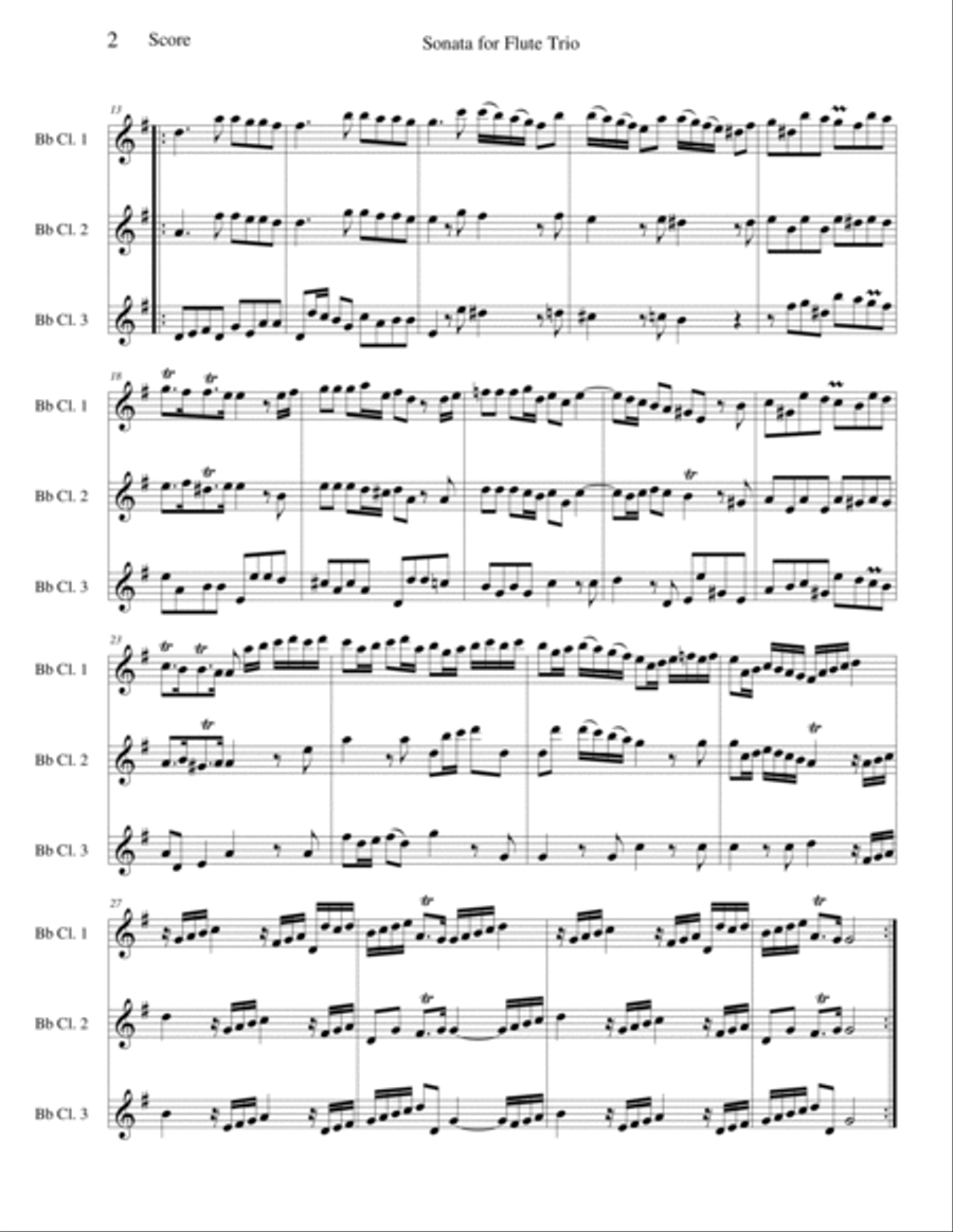 Flute Sonata, Opus 7 No. 5 Clarinet Trio scores gallery preview page 2