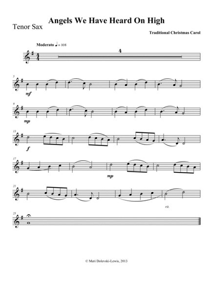 A Beginner Saxophone Christmas--B flat saxes (soprano, tenor, bass)